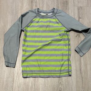 Tea Collection Green and Gray Striped Rashguard
